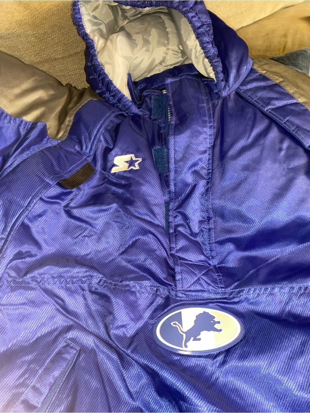 STARTER Kids Royal Blue Hooded Puffer Jacket with Logo